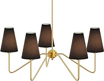 Electro bp;30" Dia 5-Arm Classic Chandeliers Polished Gold with Black Linen Shades,200W; | Amazon (US)