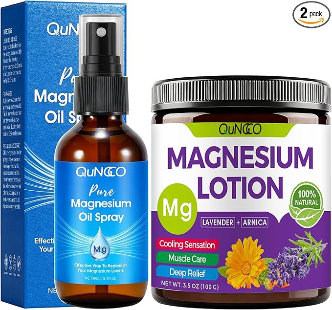 Pure Magnesium Oil Spray + Lotion Set for Sleep,Leg,Muscle Relaxation – Unscented, Non-Greasy, ... | Amazon (US)