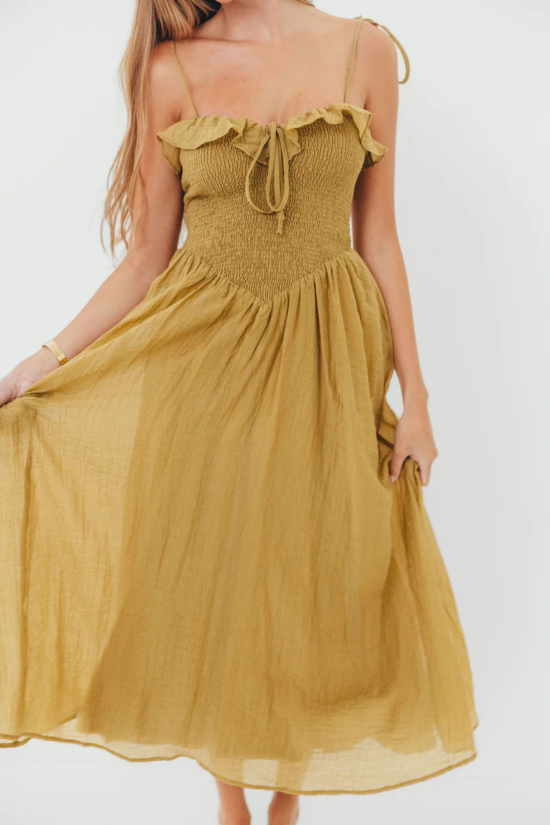 Carine Midi Dress in Avocado | Worth Collective