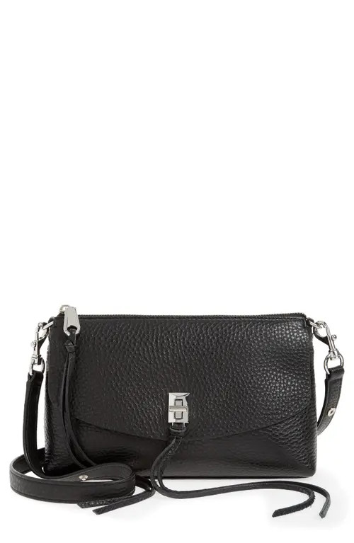 Rebecca Minkoff Darren Top Zip Leather Crossbody Bag in Black at Nordstrom | Nordstrom