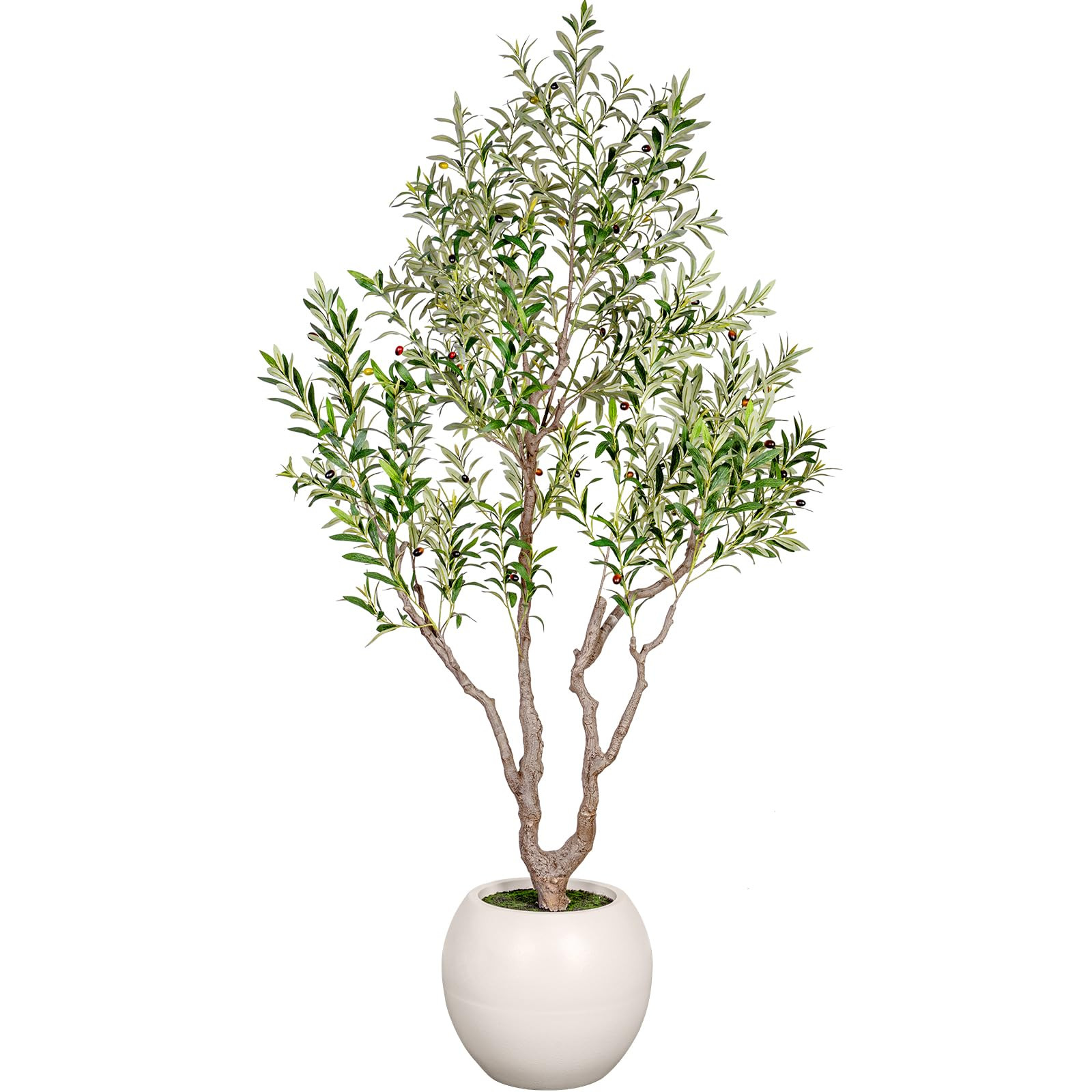 Olive Tree Artificial Indoor, 8FT Tall Faux Olive Tree with 16in Round White Planter, Artificial ... | Amazon (US)