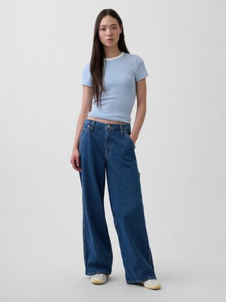 Mid Rise UltraSoft Denim Baggy Trousers | Gap (US)