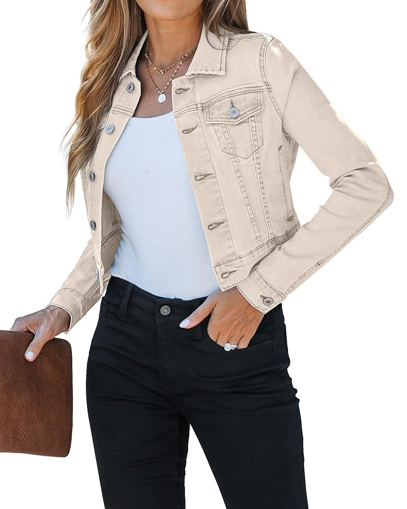 luvamia 2025 Cropped Jean Jackets for Women Fashion Short Denim Shacket Jacket Lightweight Fitted... | Amazon (US)