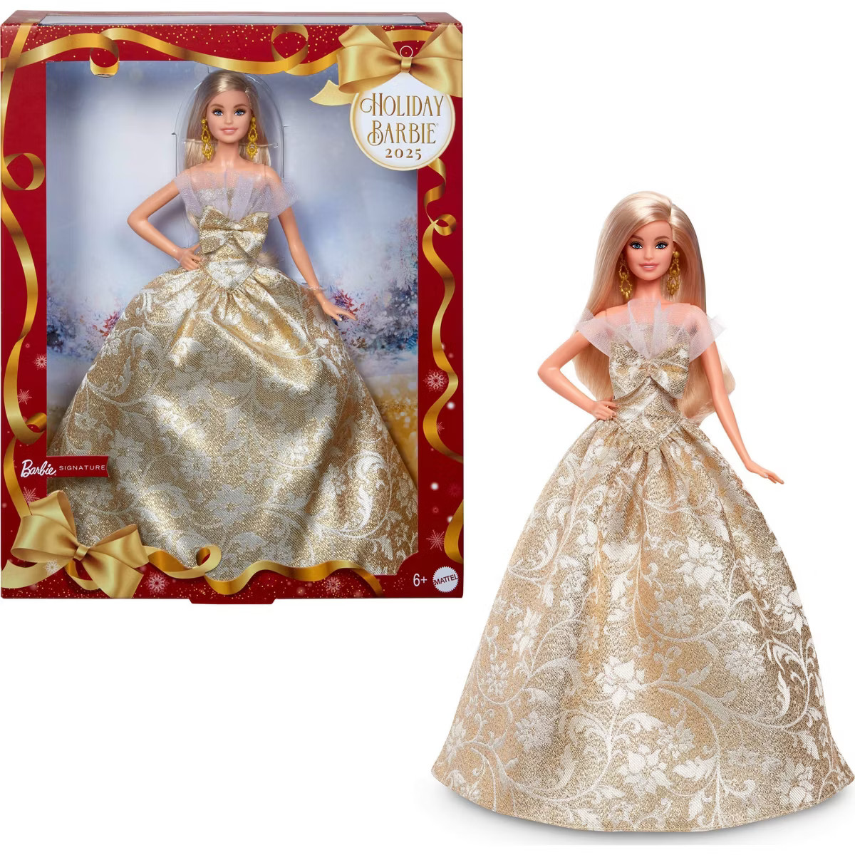 Barbie Signature 2025 Holiday Barbie Fashion Doll, Seasonal Collector, Blonde with Silver & Gold ... | Target