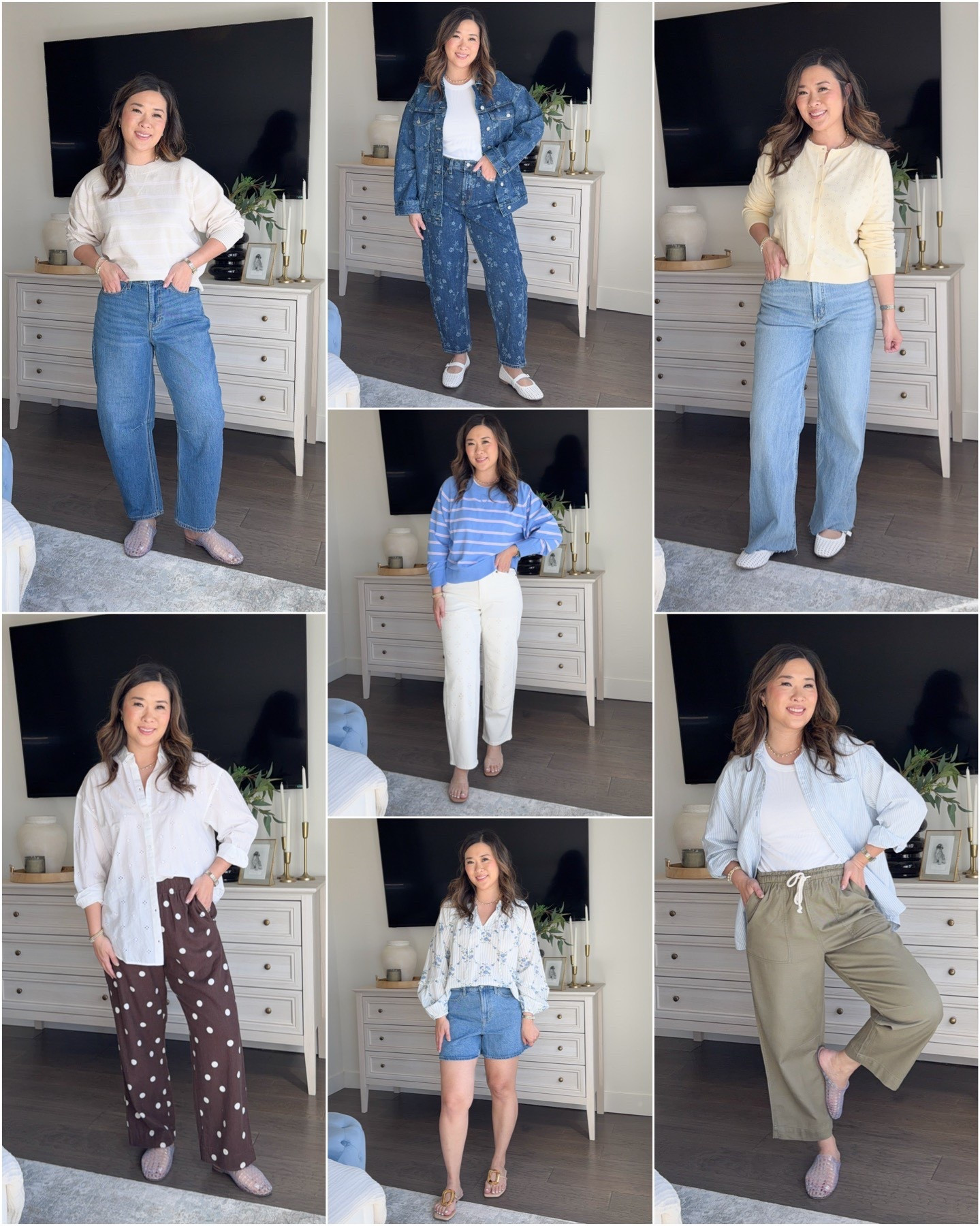 Old Navy 50% off Spring outfits
Striped Sweater: Large
Barrel Denim: 8
Eyelet Button Down: Small
Polka Dot Linen Pants: 8 Long
Blue Striped Sweater: Large
Cream Denim: 8S
Snug Tee: Medium
Floral Denim Jacket: Small
Floral Barrel Denim: 8R
Floral Ruffle Top: Medium
Denim Shorts: 8
Yellow Cardigan: Large
Wide Leg Jeans: 8S
Striped Button Down: Small
Green Pull On Pants: Medium 