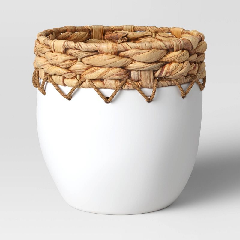 Small Ceramic/Woven Planter White - Threshold&#8482; | Target