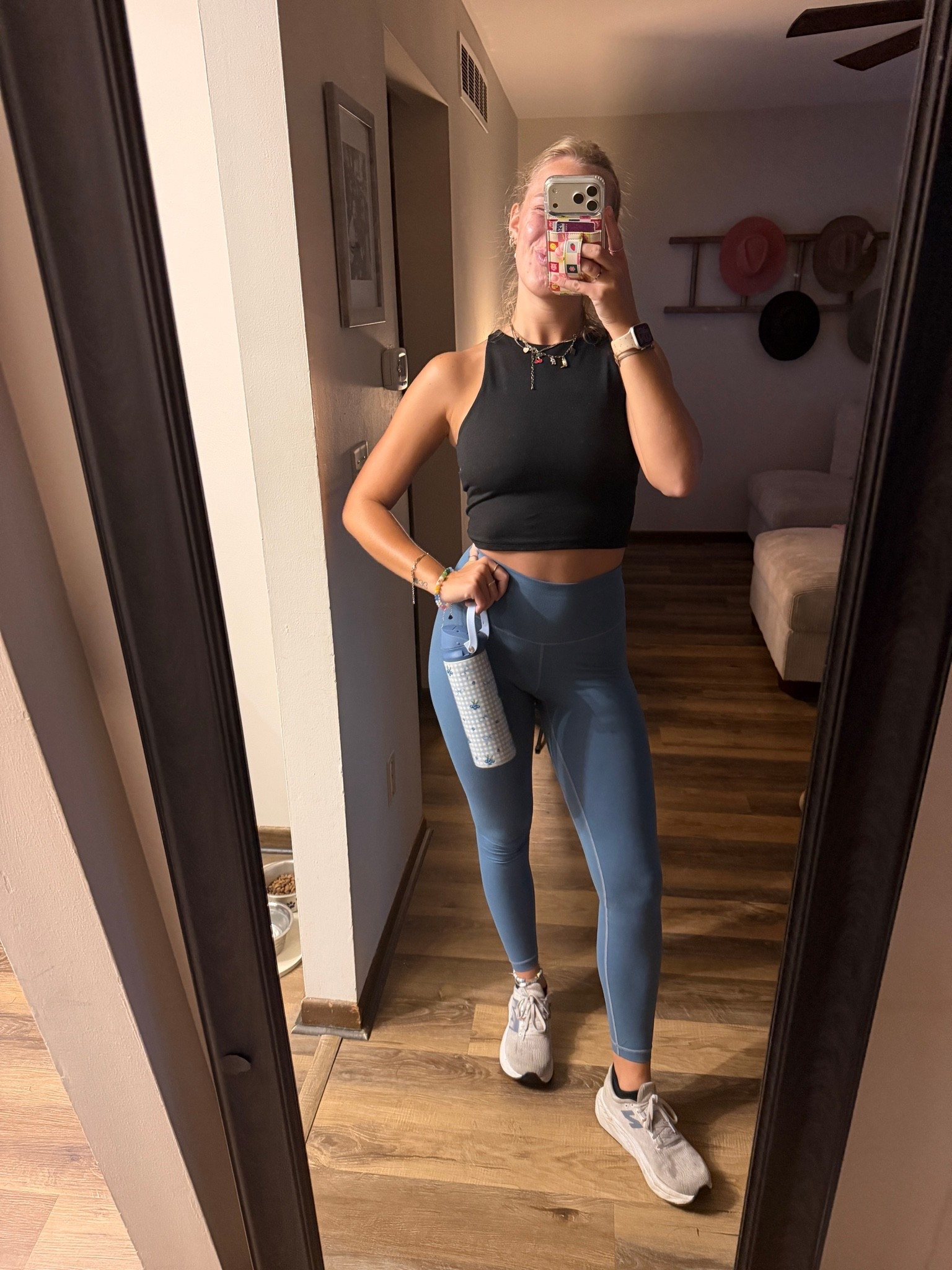 Another workout fit—08.14.26 🩵🖤

Medium in black Old Navy workout tank top
Small in blue Amazon leggings (soooo buttery soft)
9 in white New Balance running shoes from @DSW 
socks are Bombas dupes from Amazon :)
🥤water bottle is from Walmart

Old Navy style, Old Navy activewear, Old Navy tops, Old Navy tank tops, Old Navy fashion, white tank tops, Amazon style, Amazon finds, Amazon fashion, Amazon leggings, blue leggings, trending leggings, workout outfits, outfit if the day, New Balance shoes, white running shoes

#LTKootd #LTKfitnessgoals #LTKActive