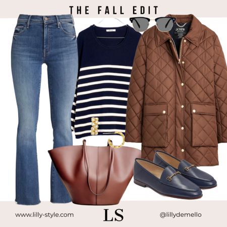 Love the color of this classic quilted jacket.  The tote is on my wishlist - so beautiful!  Loafers are tts. And jeans are one of my faves styles  

#LTKover40 #LTKSeasonal #LTKstyletip
