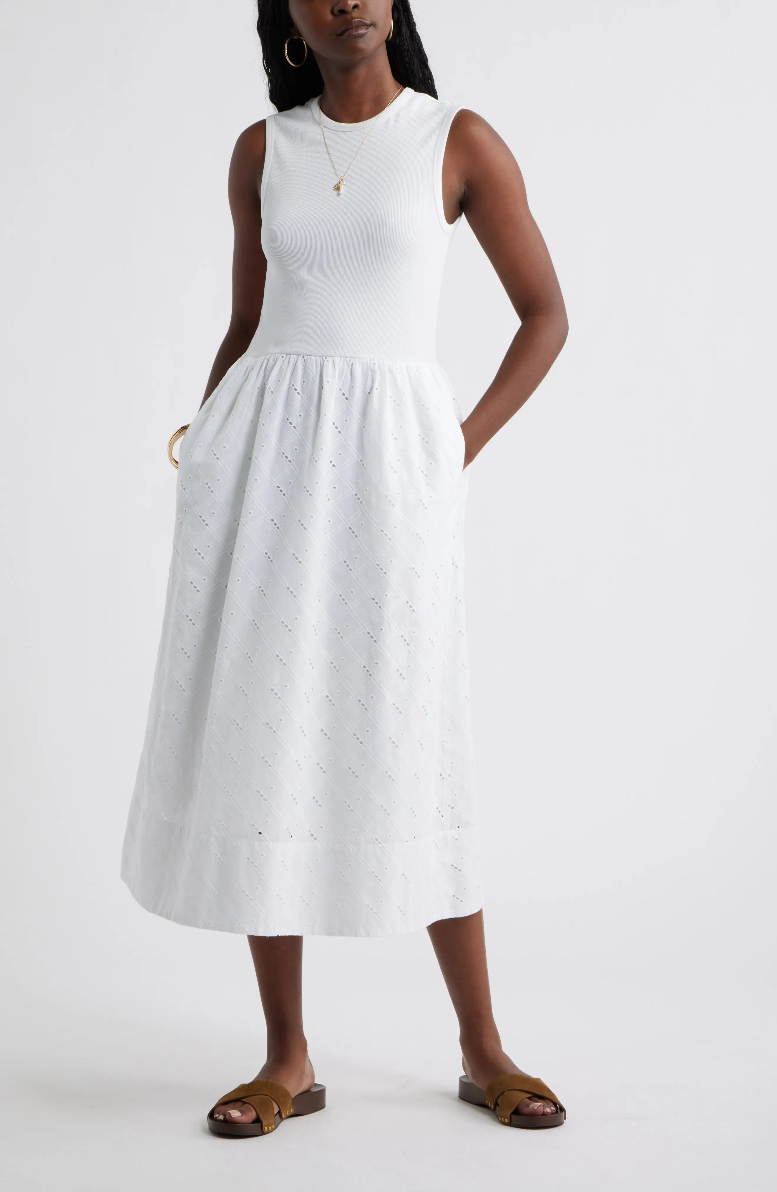 Mixed Media Midi Dress (Women) | Nordstrom | Nordstrom