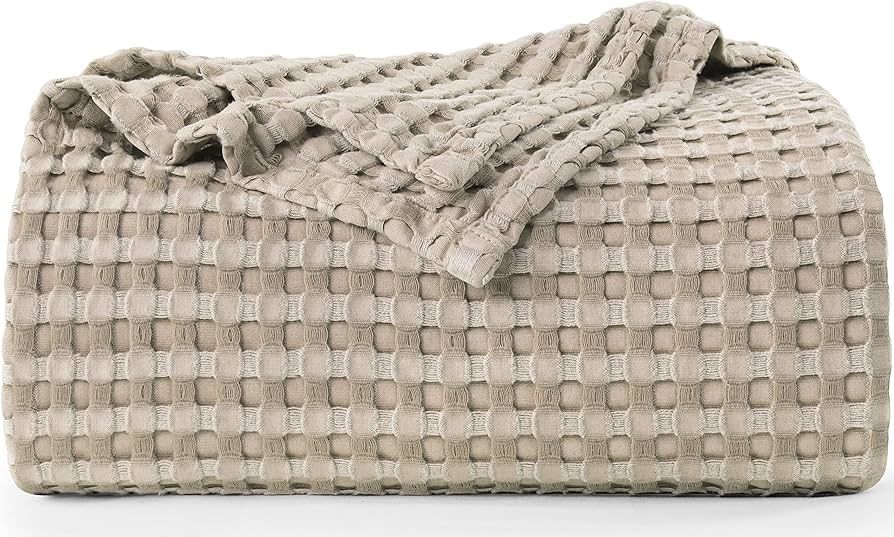 Utopia Bedding Cotton Waffle Blanket 300 GSM (Khaki - 90x108 Inches) Soft Lightweight Breathable ... | Amazon (US)