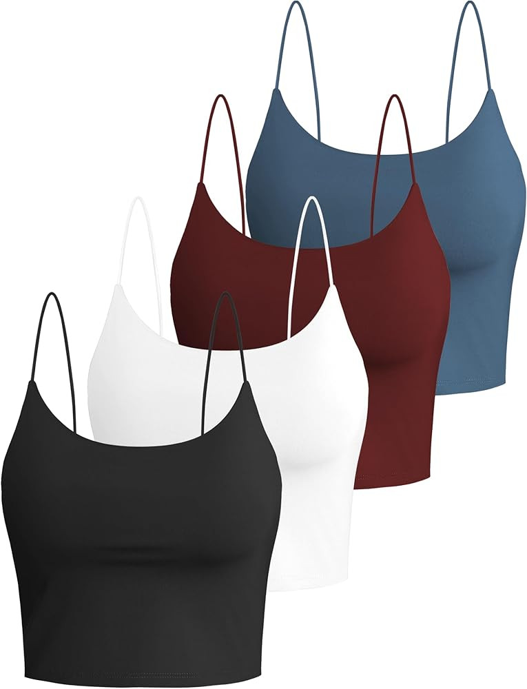 Buauty 2 & 4 Packs Crop Tank Top for Women, Basic Solid Cropped Double Layer Spaghetti Strap Shor... | Amazon (US)
