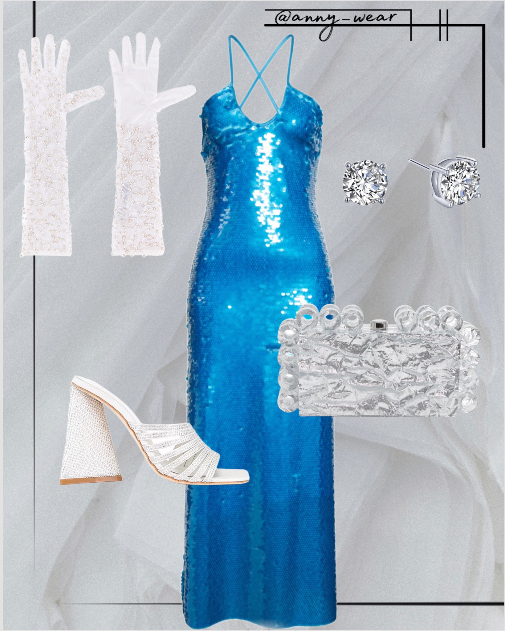 Stunning Attitude Blue Keyhole Halter Neck Maxi Dress