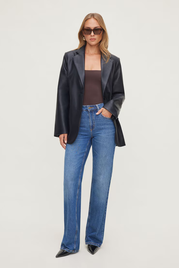 Oversized Faux Leather Blazer | Dynamite Clothing