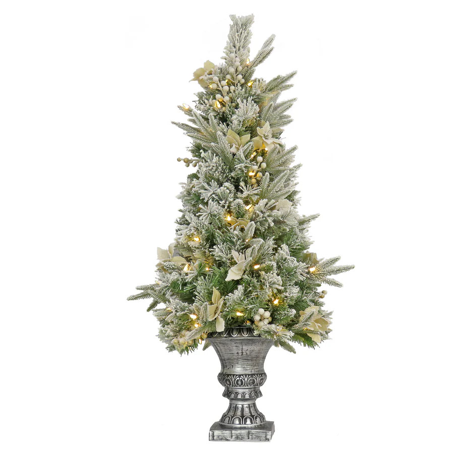 4 ft. Pre-Lit Frosted Colonial Fir Tree with Warm White LED Lights | National Tree Company