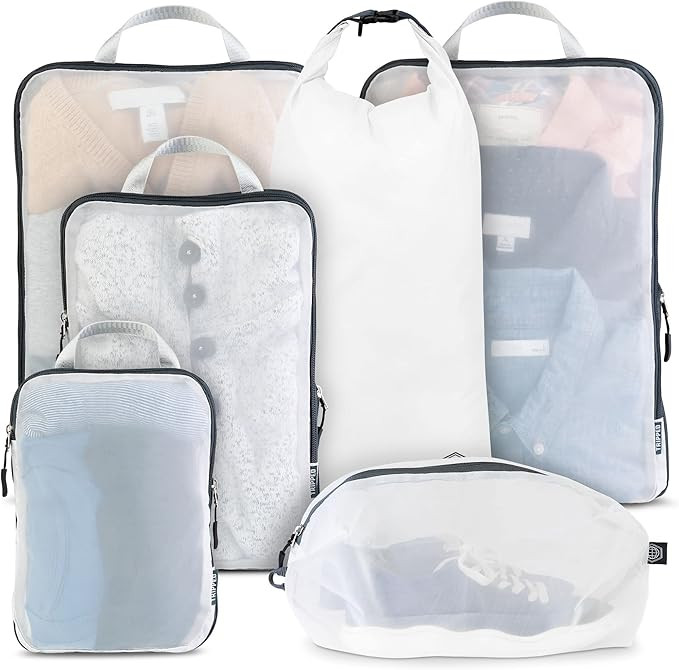 Large Packing Cube Set with See Through Mesh- Compression Packing Cubes Travel Organizers | Amazon (US)
