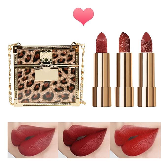 Erinde Leopard Matte Lipstick Makeup Set, Non-Stick Cup Red Lipstick, Long-Lasting Wear, Not Fade... | Amazon (US)