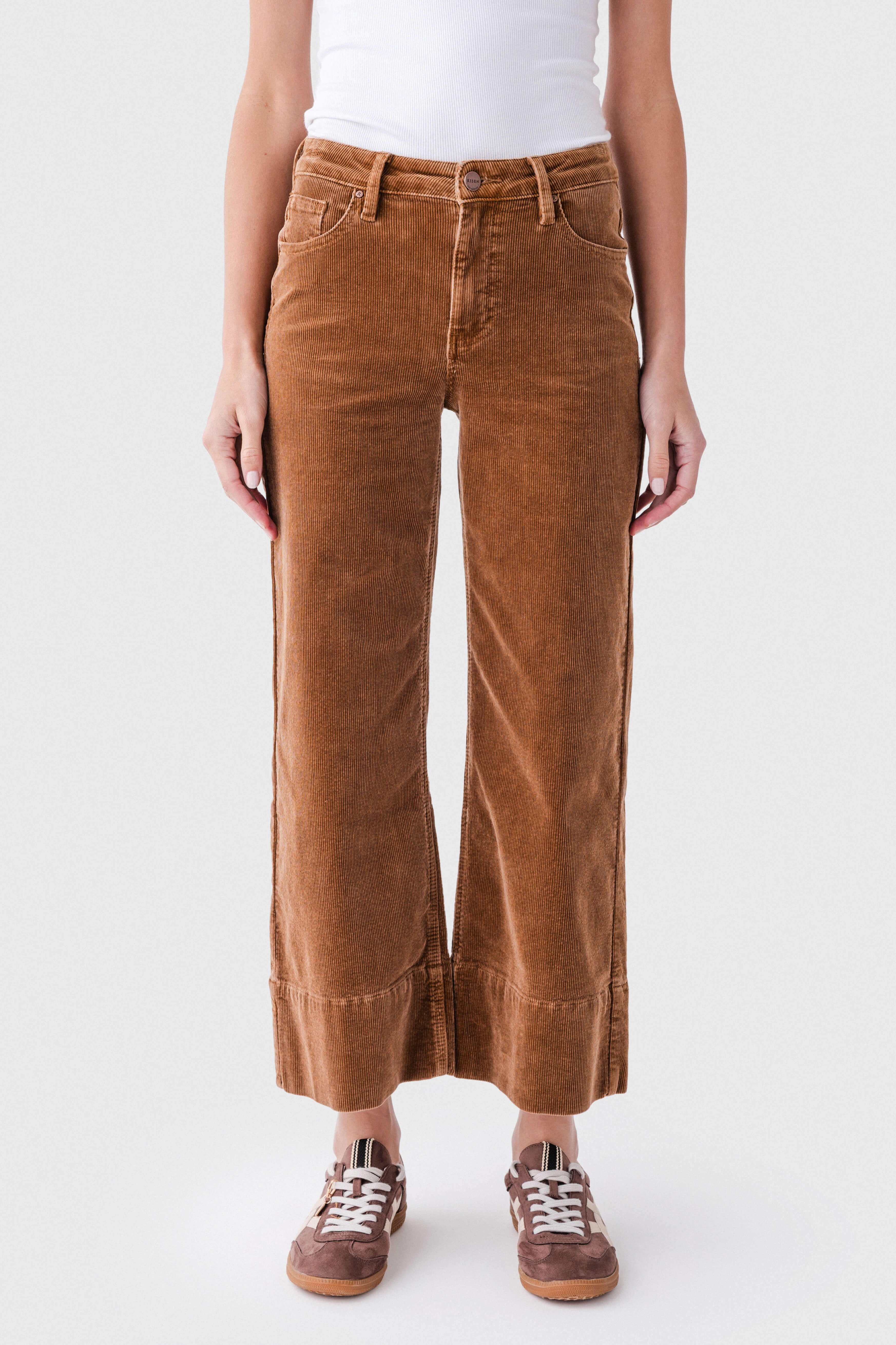 Risen Maple High Rise Crop Wide Hem Wideleg Corduroy Jeans | Social Threads