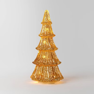 14" Christmas Mercury Lit Glass Tiered Tree Decor Gold - Wondershop™ | Target