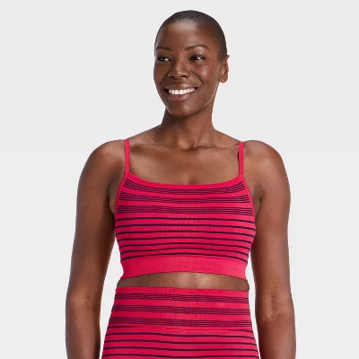 Women's Seamless Striped Bandeau Sports Bra - All In Motion\u2122 Red XXL | Target