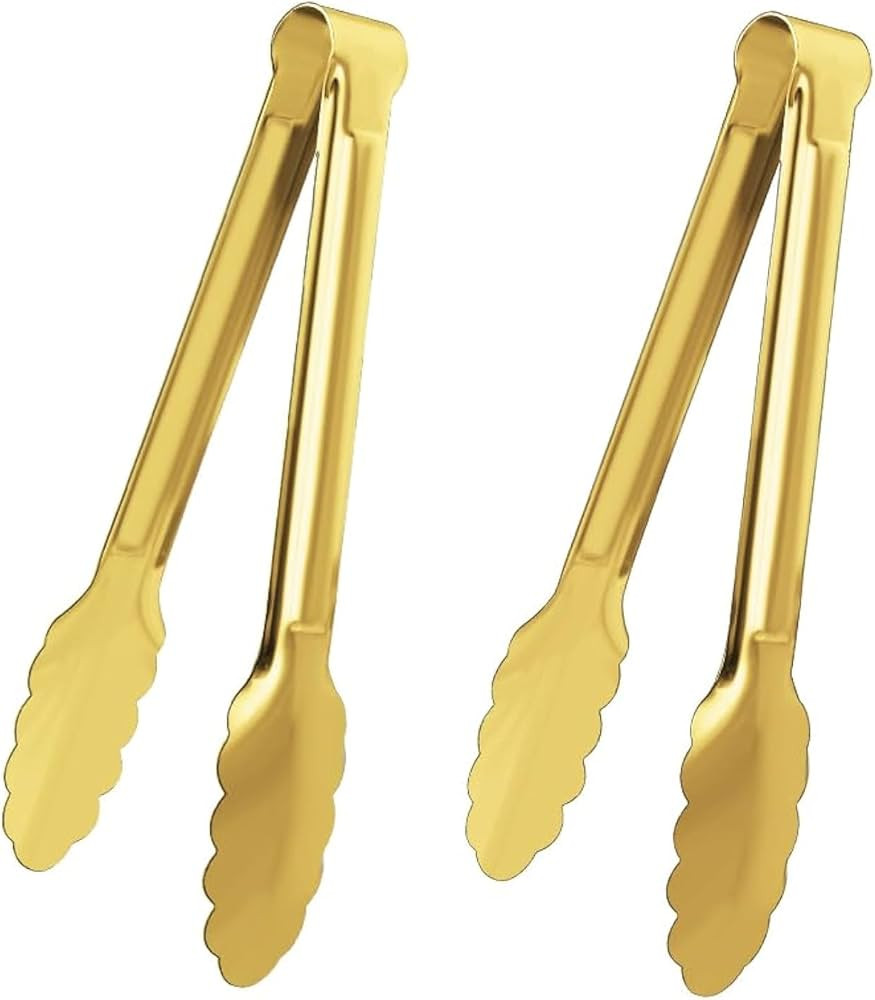 XEVOM 2 Pack 9 Inch Serving Tongs,Gold Salad Buffet Tongs,Stainless Steel Serving Utensils | Amazon (US)