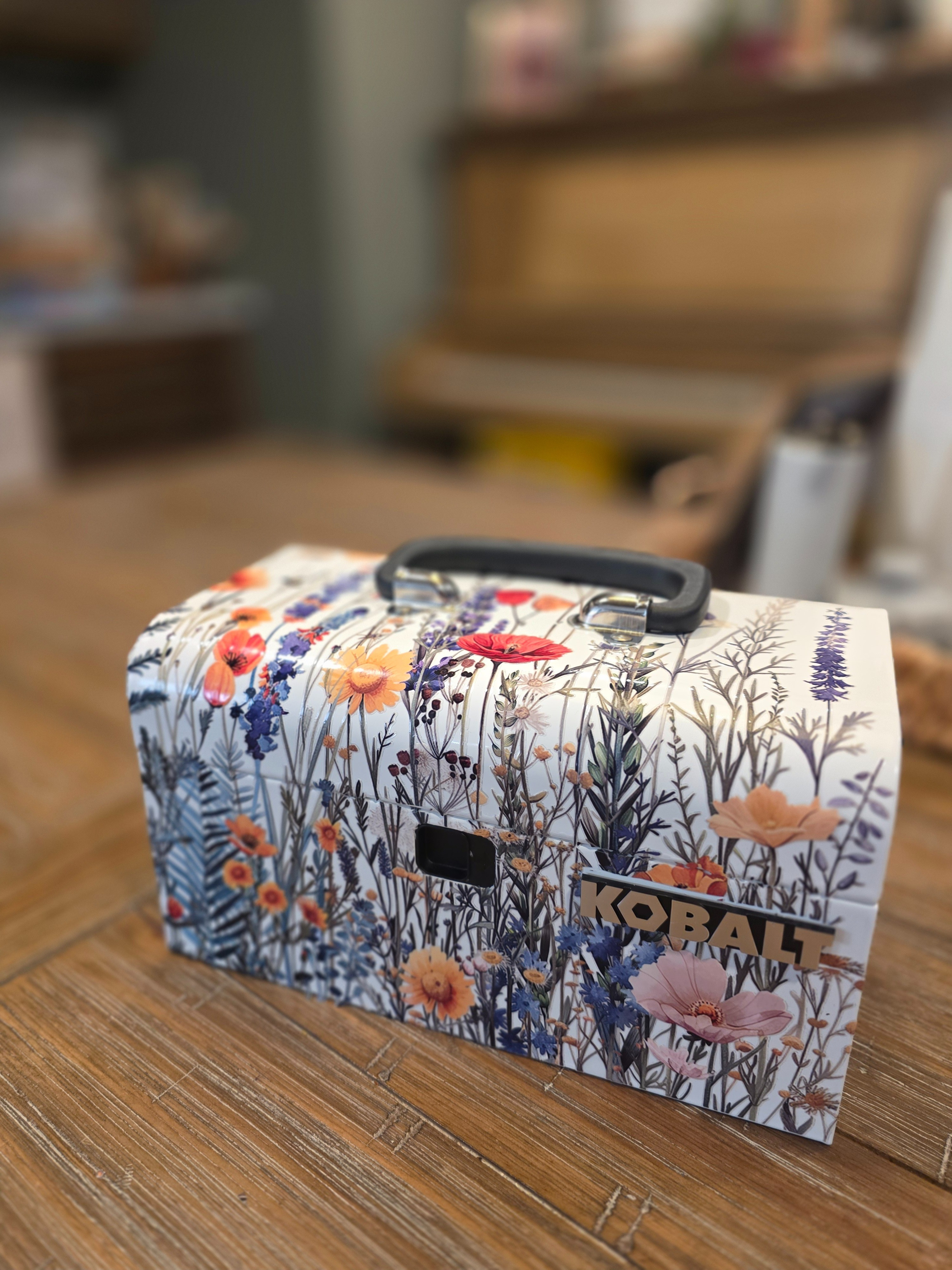Rub on transfers on a mini metal toolbox and suddenly it's a whole moment. Wildflower details, white base, zero effort.  

 #LTKHome