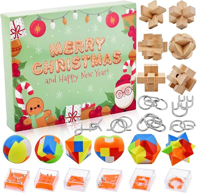 Brain Teaser Puzzle Advent Calendar, Advent Calendar 2023 for Kids, 24 Pcs Christmas Countdown Ca... | Amazon (US)