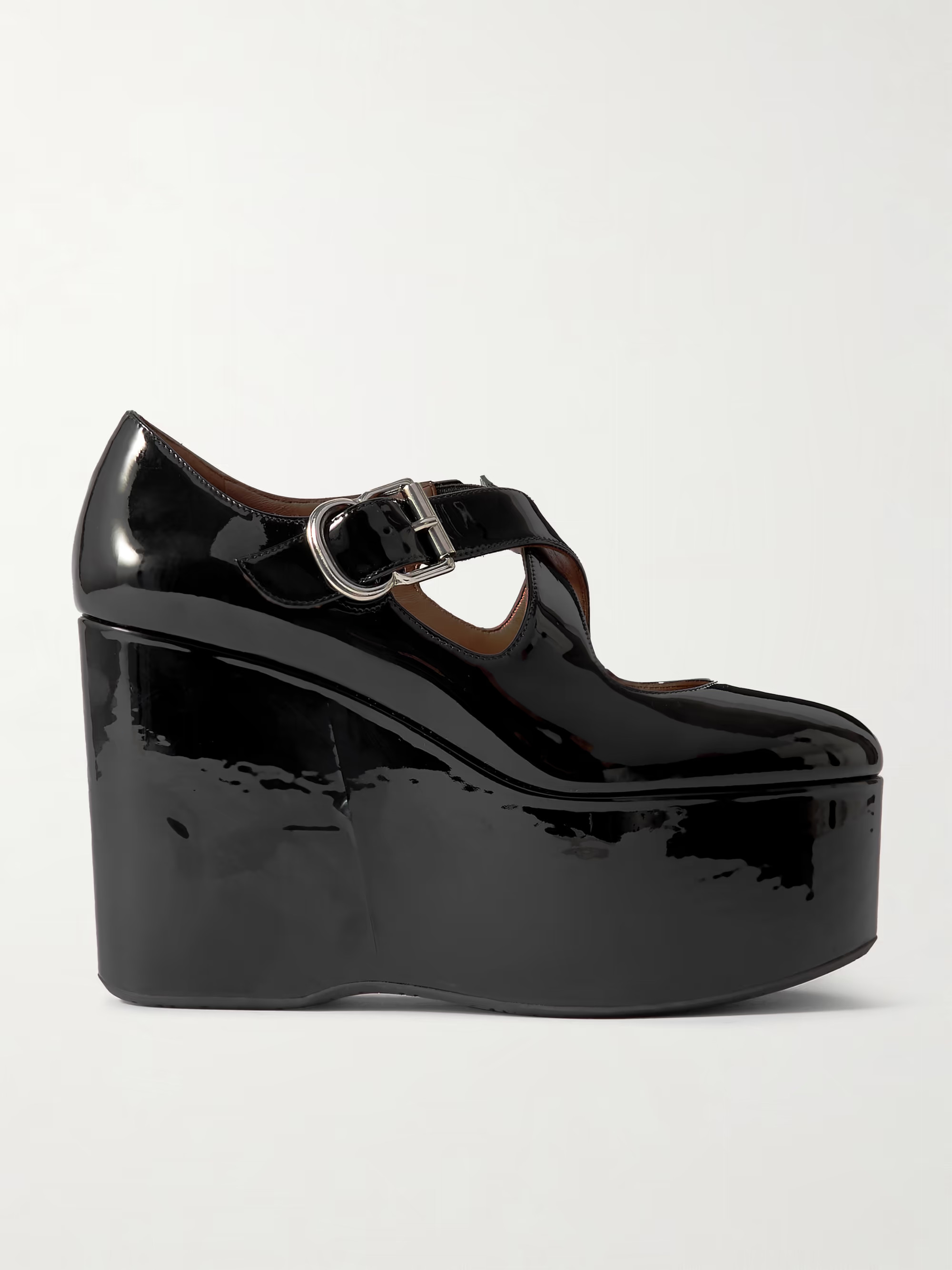 110 patent-leather platform wedge Mary Jane pumps | NET-A-PORTER (US)