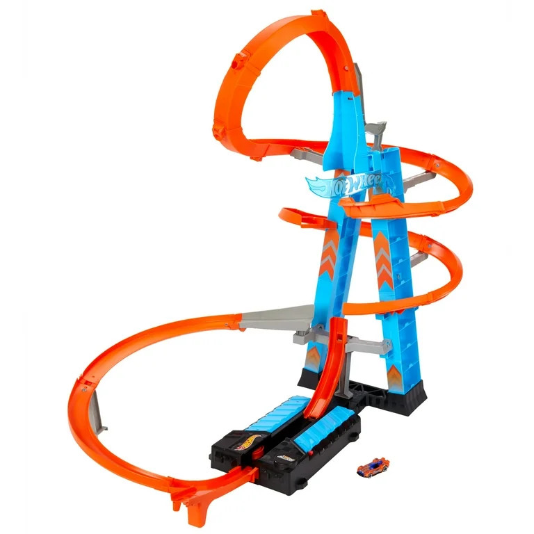 Hot Wheels Sky Crash Tower Motorized Track Set with Toy Car, Stores 20+ 1:64 Scale Cars, 27.95 in | Walmart (US)
