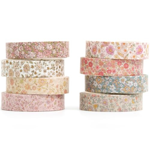 YUBX Vintage Washi Tape Set 8 Rolls Thin Retro Decorative Antique Patterns Masking Tapes for Arts... | Amazon (US)