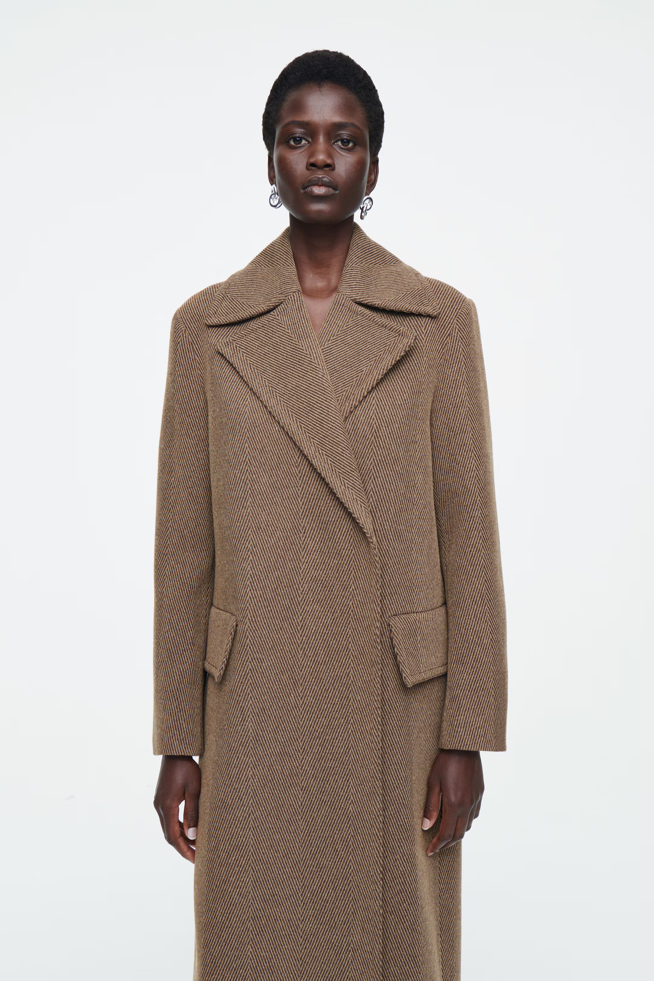 TAILORED HERRINGBONE WOOL COAT - BROWN | COS (EU)