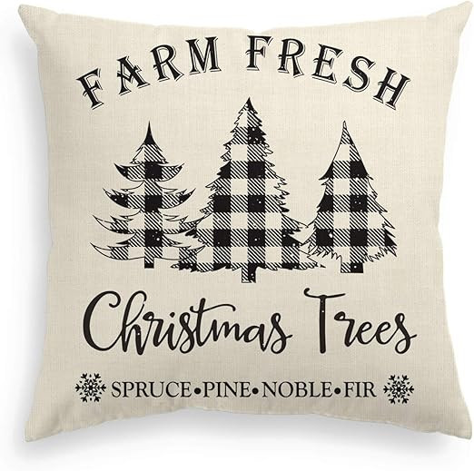 AVOIN Buffalo Plaid Christmas Trees Pillow Cover, 18 x 18 Inch Winter Holiday Cushion Case Decora... | Amazon (US)