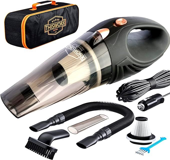 THISWORX Car Vacuum Cleaner - Portable, High Power, Handheld Vacuums w/ 3 Attachments, 16 Ft Cord... | Amazon (US)