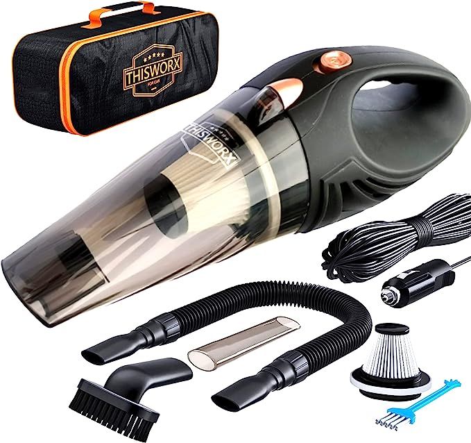 THISWORX Car Vacuum Cleaner - Portable, High Power, Handheld Vacuums w/ 3 Attachments, 16 Ft Cord... | Amazon (US)