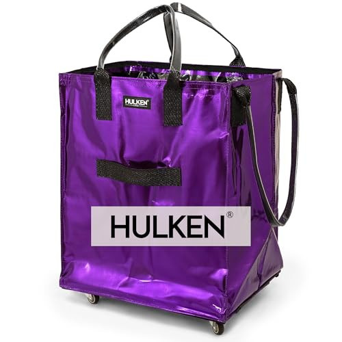 HULKEN - (Large, Ultraviolet) Reusable Grocery Bag On Wheels, Shopping Trolley, Rolling Tote, Zipper Closure, Lightweight, Carries Up to 66 lb, Folds Flat, Unbreakable Handles | Amazon (US)
