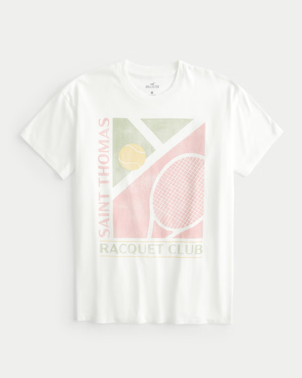Women's Oversized Saint Thomas Racquet Club Graphic Tee | Women's Tops | HollisterCo.com | Hollister (US)