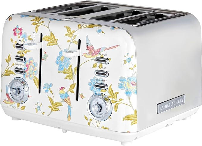 VQ Laura Ashley Elveden White Stainless Steel 4 Slice Toaster | Multi-Functional Bagels & Bread T... | Amazon (US)