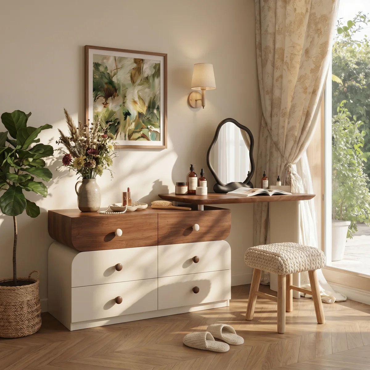 Modern Extendable Dressing Table with 6 Drawers, 47.24"-90" Expandable Makeup Vanity Desk, Large ... | Wayfair North America