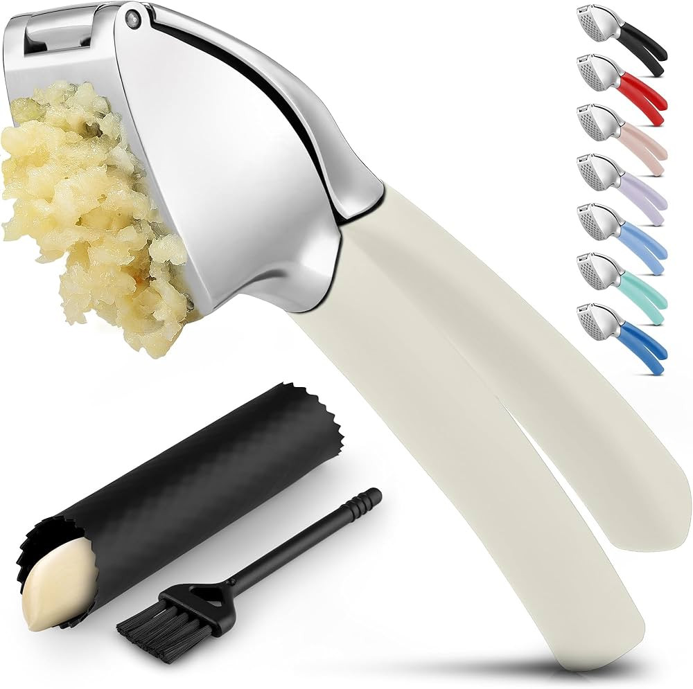 Zulay Comfort Grip Garlic Press - Garlic Mincer Tool - Garlic Crusher - Garlic Press Mincer Rust ... | Amazon (US)