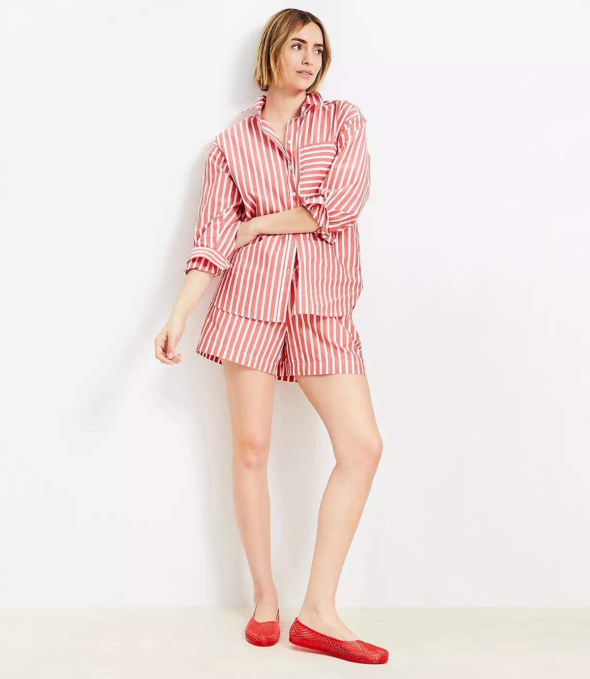 Striped Poplin Everyday Oversized Pocket Shirt | LOFT