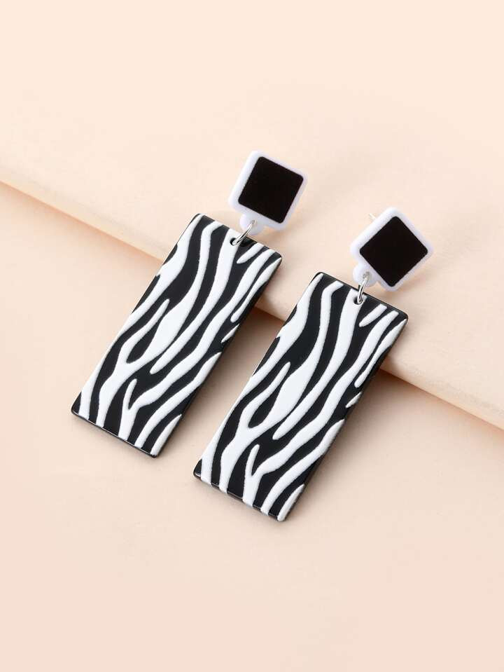Zebra Stripe Geo Charm Earrings | SHEIN