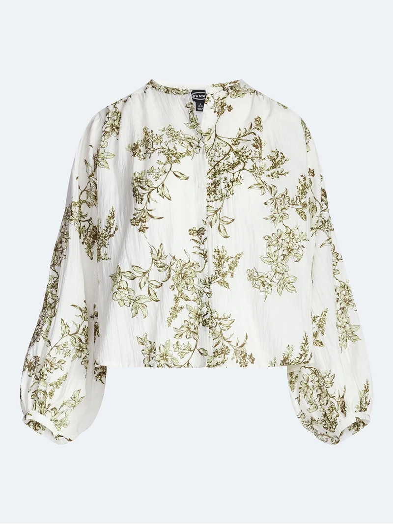 Scoop Women’s Blouson Sleeve Shirt, Sizes XS-4X | Walmart (US)