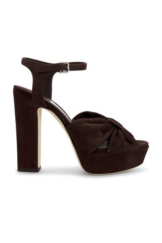 Jimmy Choo Heloise Suede 120 Sandal in Brown | FWRD 