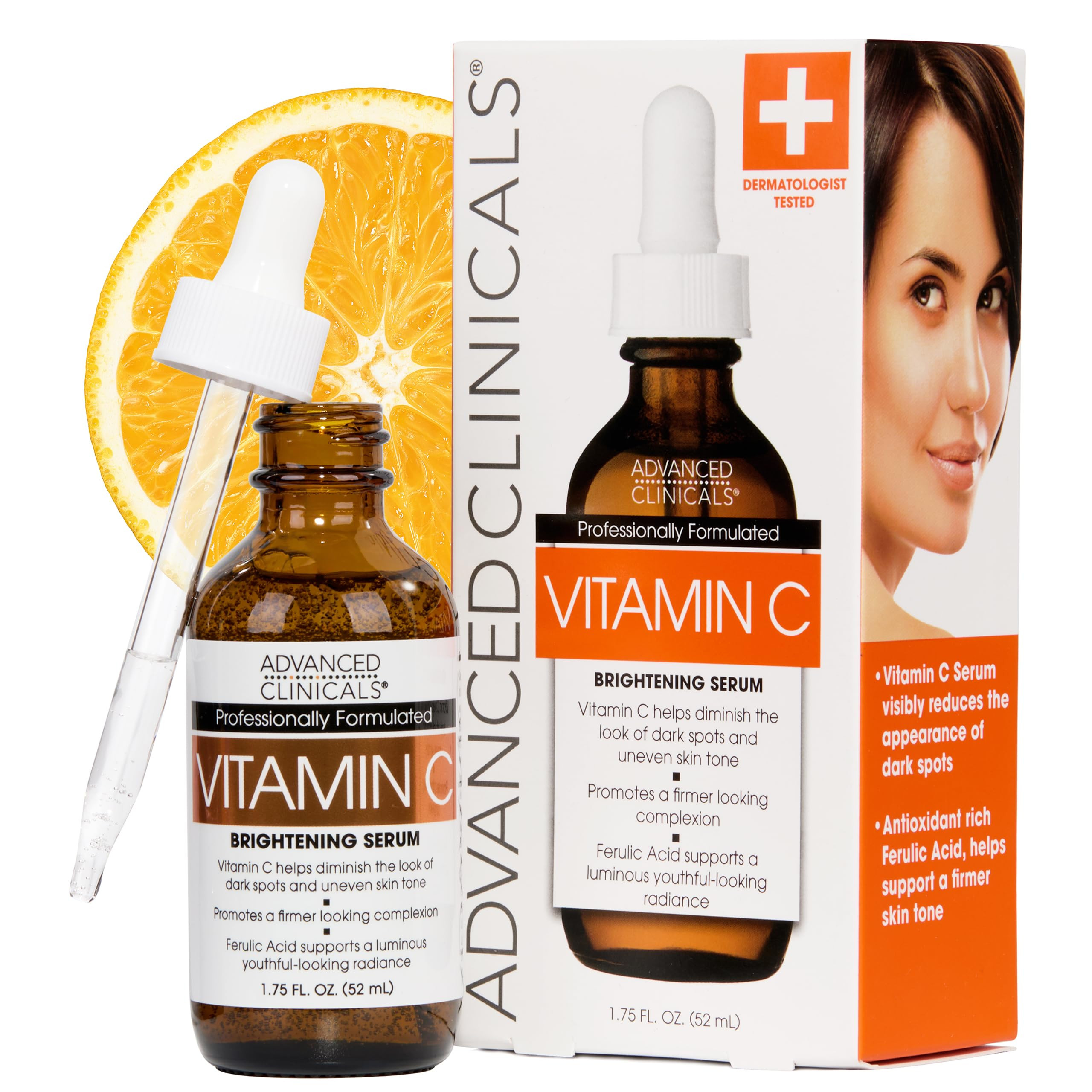 Advanced Clinicals Brightening Vitamin C Serum For Face With Glycolic Acid + Lactic Acid | Vitamin C Eye Serum Face Moisturizer For Improving Look Of Dark Spots & Uneven Complexion, 1.75 Fl Oz | Amazon (US)