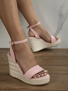 Suede Espadrille Ankle Strap Wedge Sandals
   SKU: sx2205121652525525      
          (1950 Revie... | SHEIN