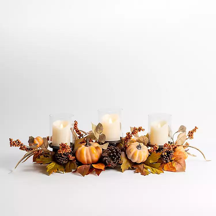 Fall Foliage and Pumpkin Candle Centerpiece | Kirkland's Home