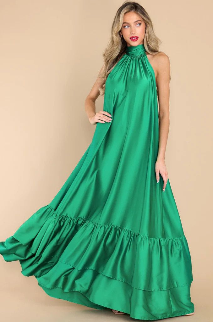 Talk About Beauty Bright Emerald Maxi Dress | Red Dress 