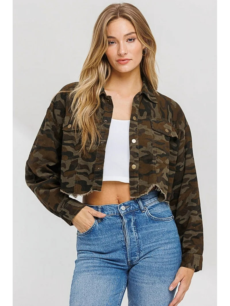Camo Raw Hem Jacket | Walmart (US)