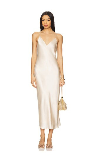 L'AGENCE Seridie Slip Midi Dress in Ivory. - size 4 | Revolve Clothing (Global)