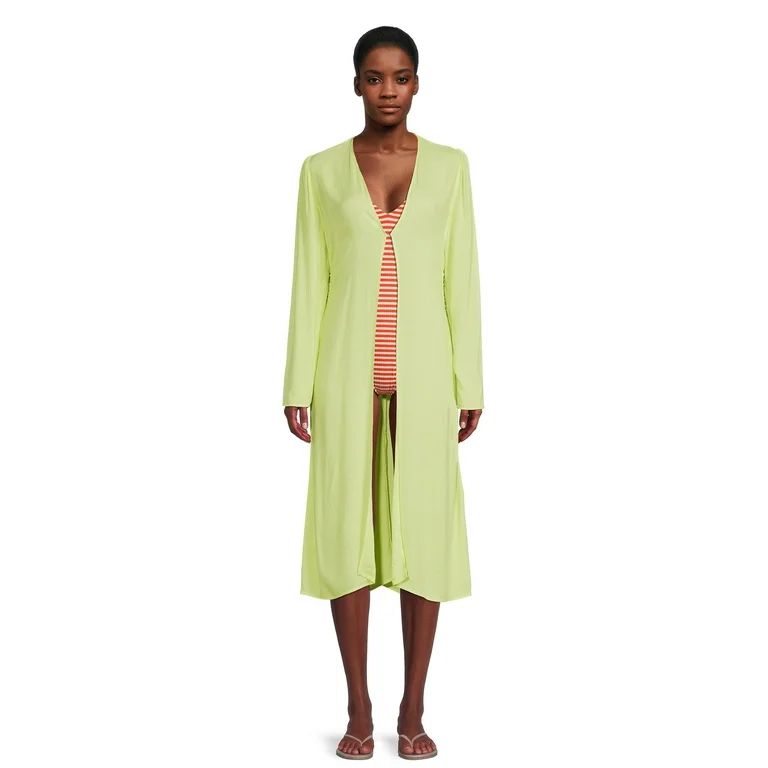 No Boundaries Women's Side Cut Out Duster Adrenaline Lime | Walmart (US)