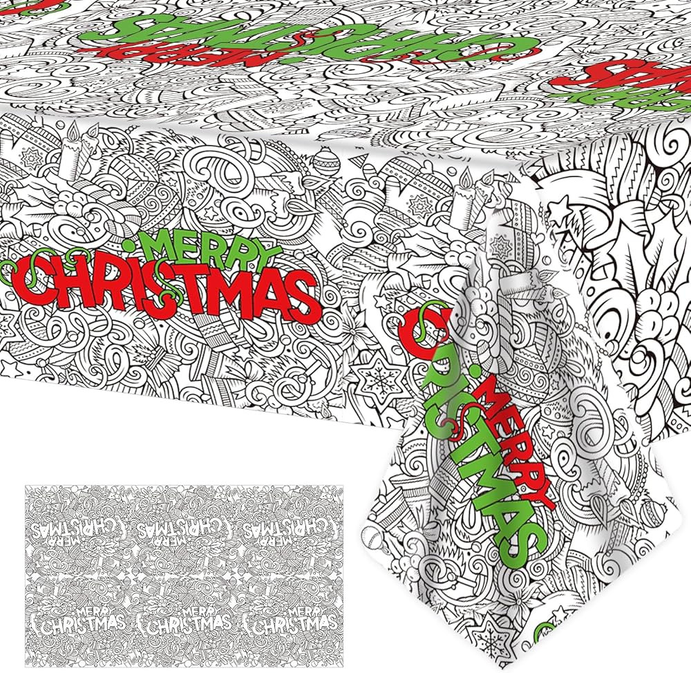 Giant Merry Christmas Coloring Tablecloth for Kids Holiday Snowflake Posters Activity Large Color... | Amazon (US)